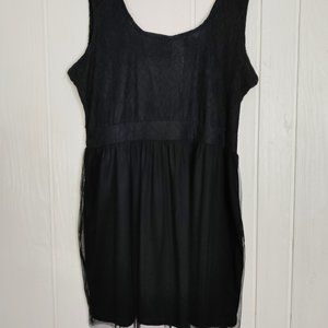 Black Dress with lace overlay on bust and tulle overlay on skirt